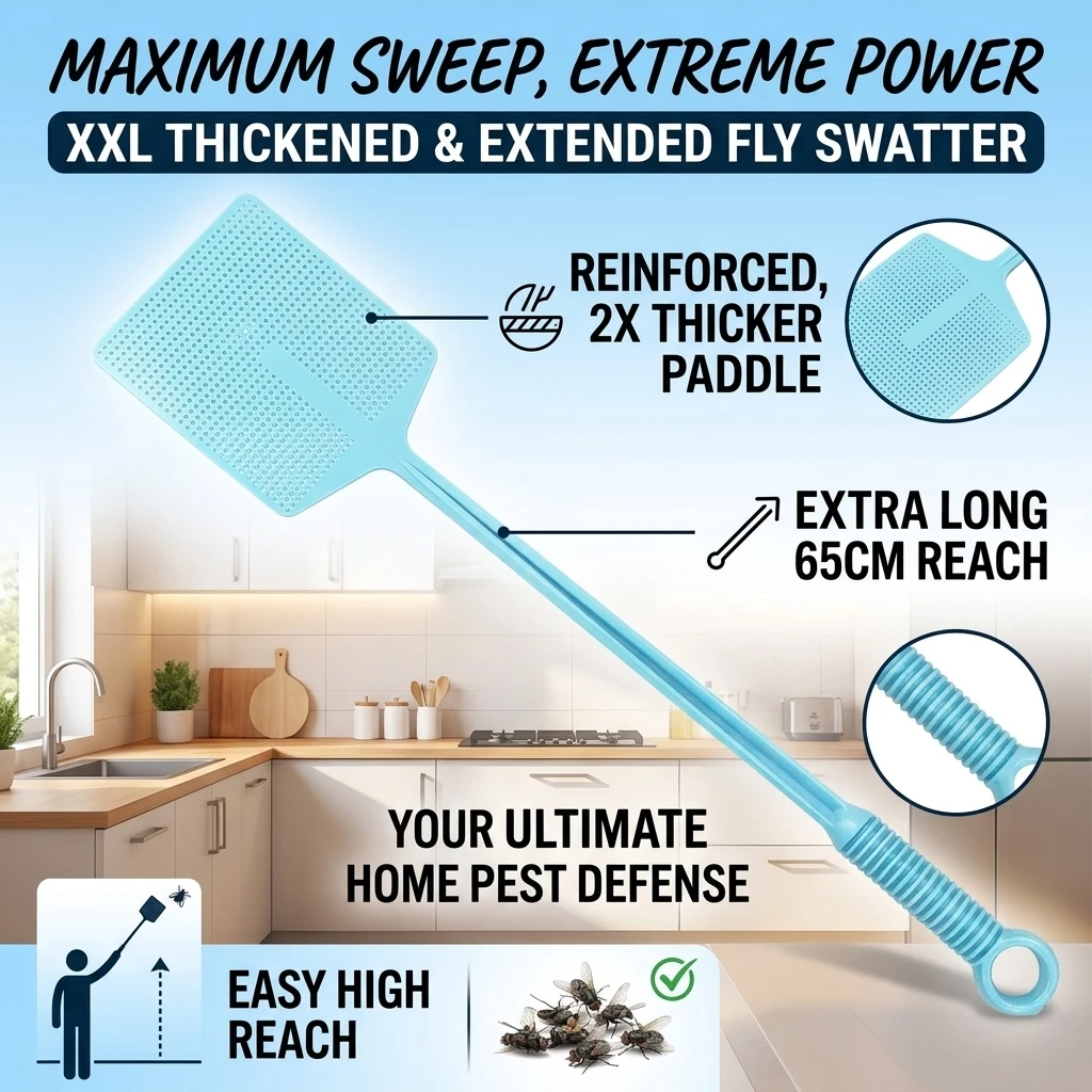 Fly Swatter with Long Handle Mesh Mosquito Swatter Bees Swatter Handheld Flyswatter for Kitchen Fishing Camping Patios Outdoor