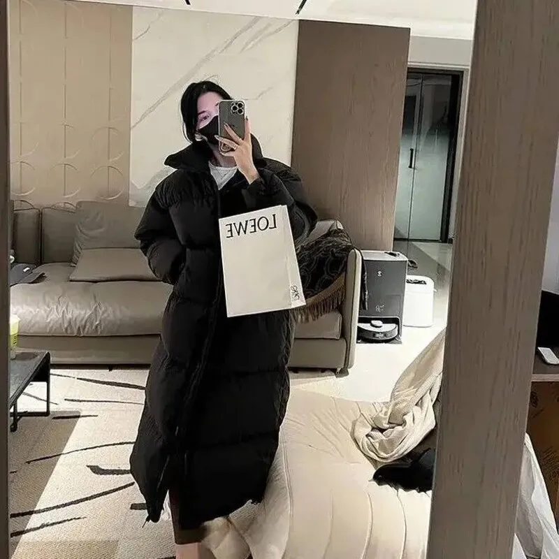 2025 New Long Over-Knee Thickened Cotton Jacket Women's Korean Style Ultra-Long Winter Outerwear Trendy