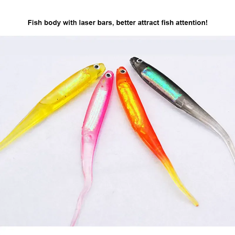 /lot Fishing Soft Bait 7CM 9CM 2G 3G T Tail Fish Fishing Lures Rainbow Color Sequin Swing Multicolor Fishing Spinner Bait