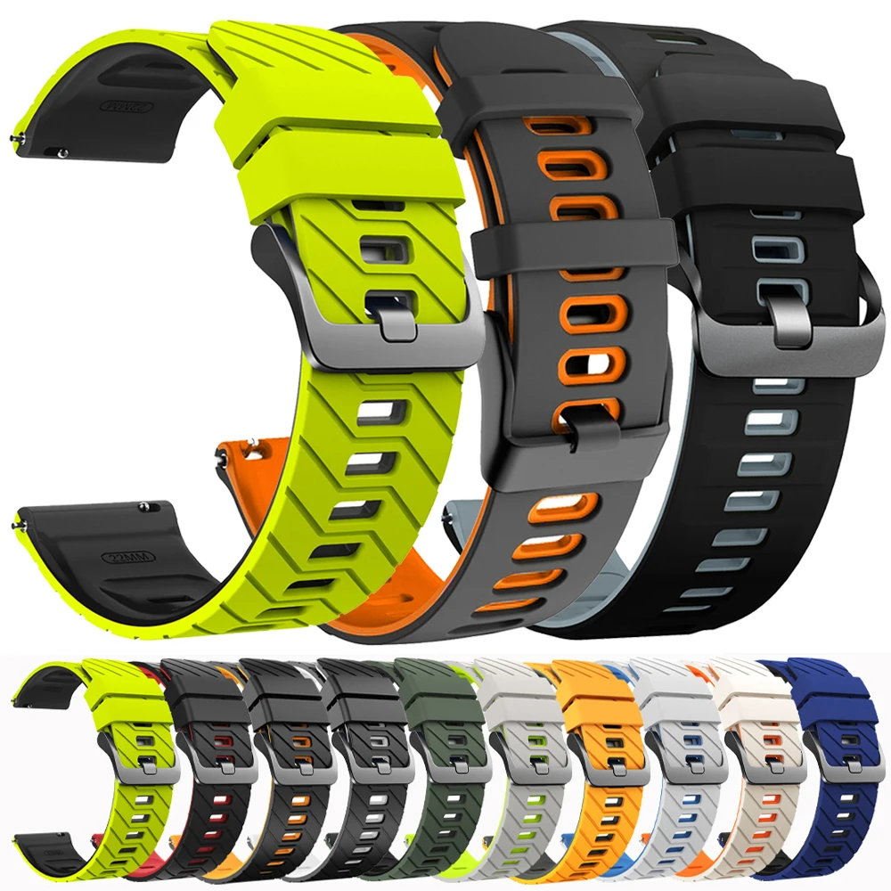 22mm Repalcement Strap For Samsung Galaxy Watch 3 45mm 46mm/Gear S3 Band Silicone Soft Wristband for Huawei GT6 5 4 Pro Runner 2