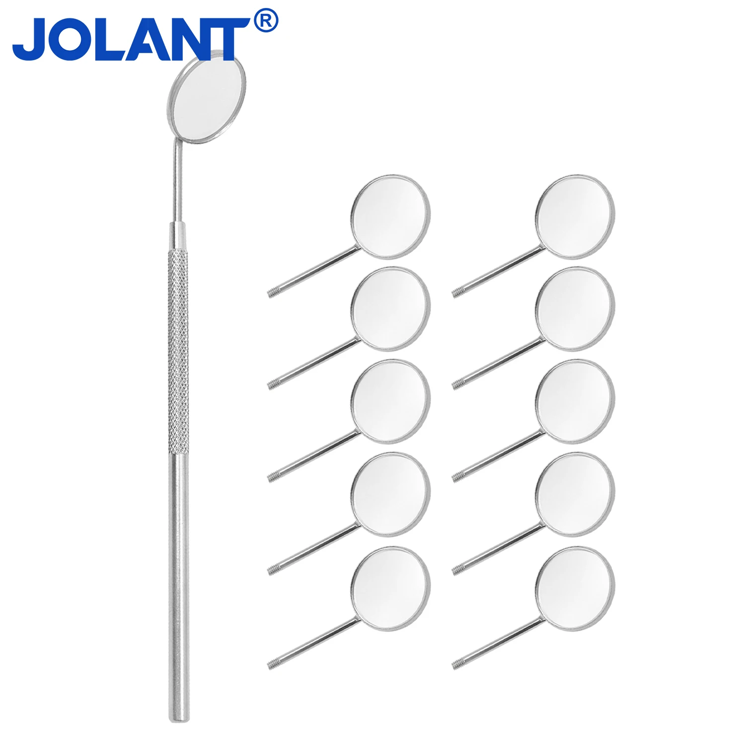 

JOLANT 10Pcs/box Dental Mouth Mirror Head Stainless Steel Cone Socket Intraoral Oral Mirror for Inside Mouth Accessory #4 #5