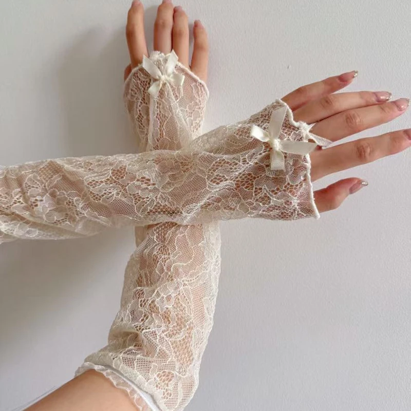 

long thin arm sleeves photography Nails loose lace hollow out fingerless gloves Nail Salon photo accessories