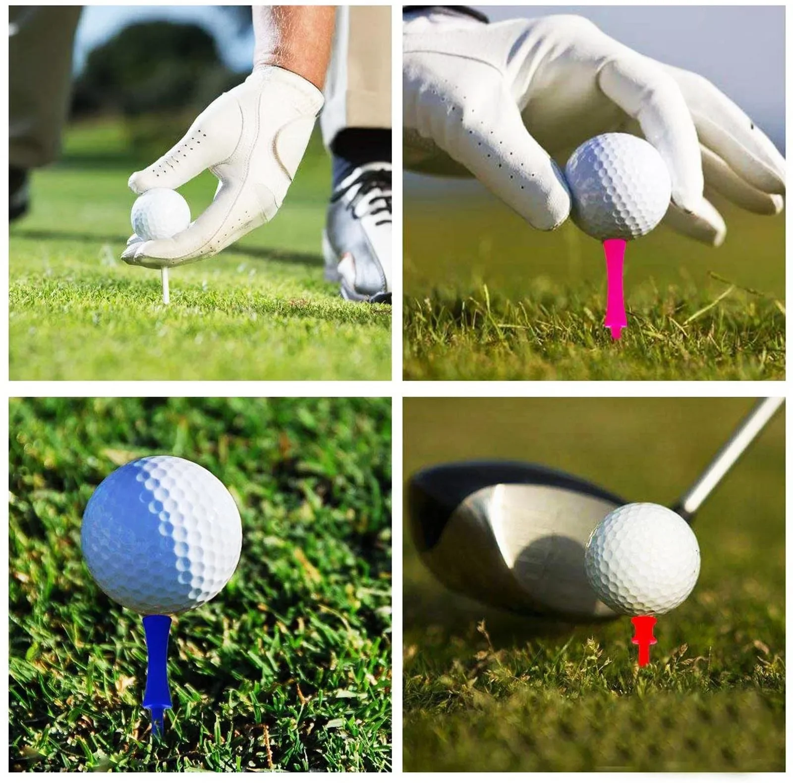 30 Pcs Set Golf Tees Driver Plastic Long Tee 32 39 45 51 58 70 mm Ball Holder Mixed Size Color Range Training Drop Shipping
