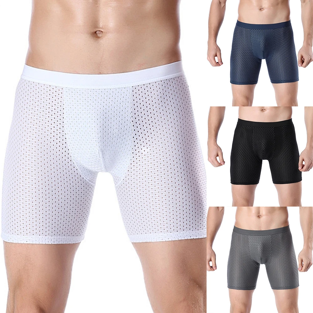 InjMesh-Sous-vêtements de refroidissement Ice pour hommes, caleçons respirants et confortables, caleçons boxers, 4 couleurs, TANL 3XL