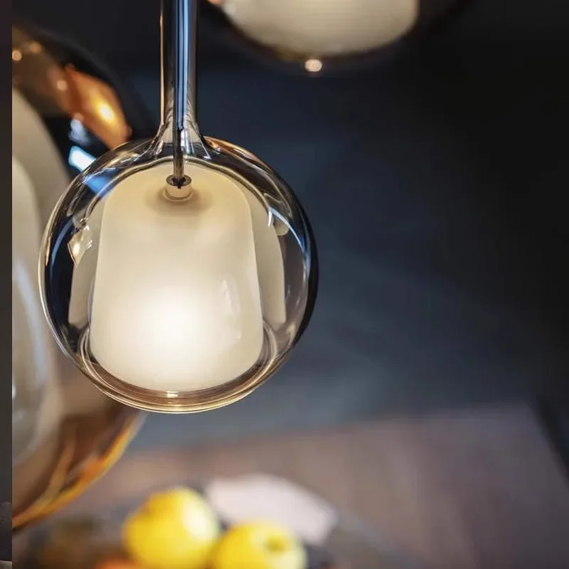 Italian Minimalist Glass LED Pendant Lighting,Interior Decorative Modern Hanging LED  Chandelier Dining Room Kitchen Island