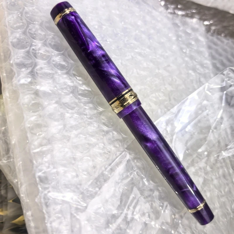 2026 BALAOYE Long Knife 2.5mm Tip Purple Resin Fountain Pens Stacked Pen Tip Calligraphy Pen Business Writing Stationery Gift