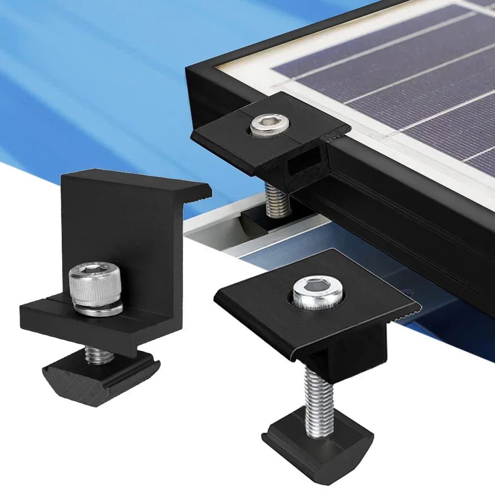 

Solar Module Mounting End Clamp Center Clamp Adjustable Black 30mm/35mm Solar Panel Bracket Mounting Pv Photovoltaic Support