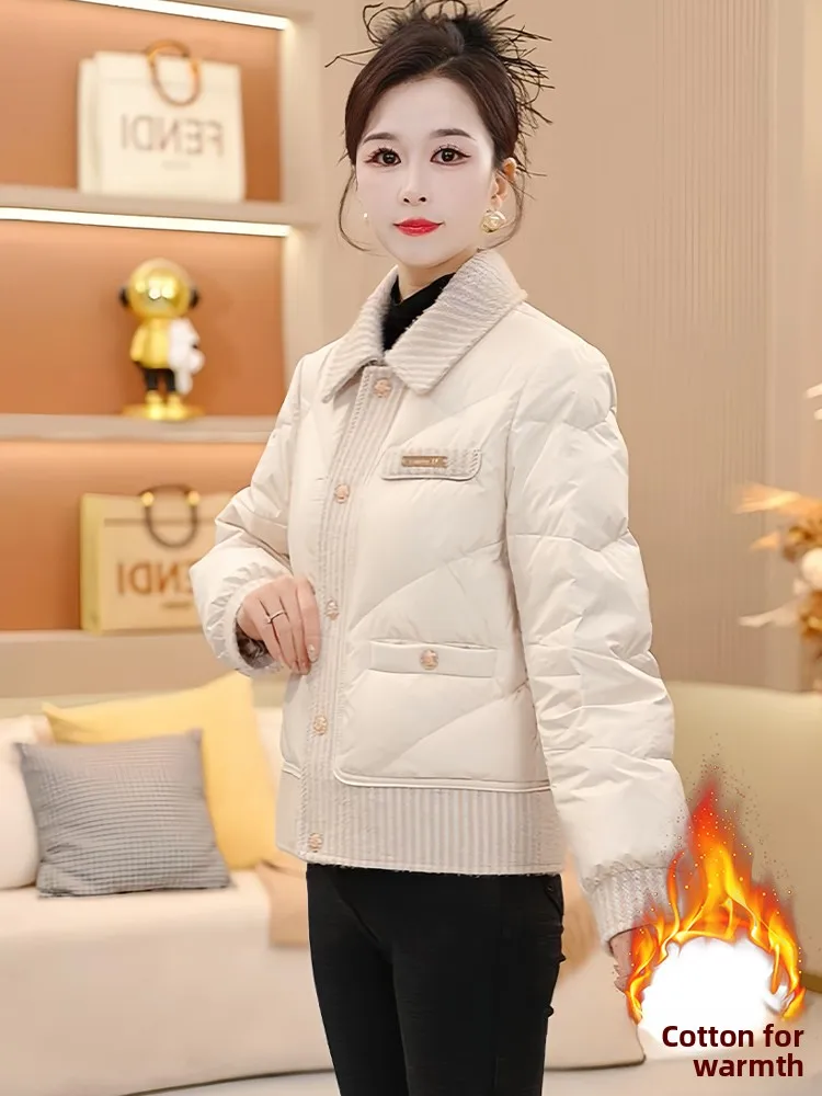 

Женская хлопковая куртка на пуху Thiened с воротником Fce, новинка зимы 2026, теплое хлопковое пальто с воротником, длинное све