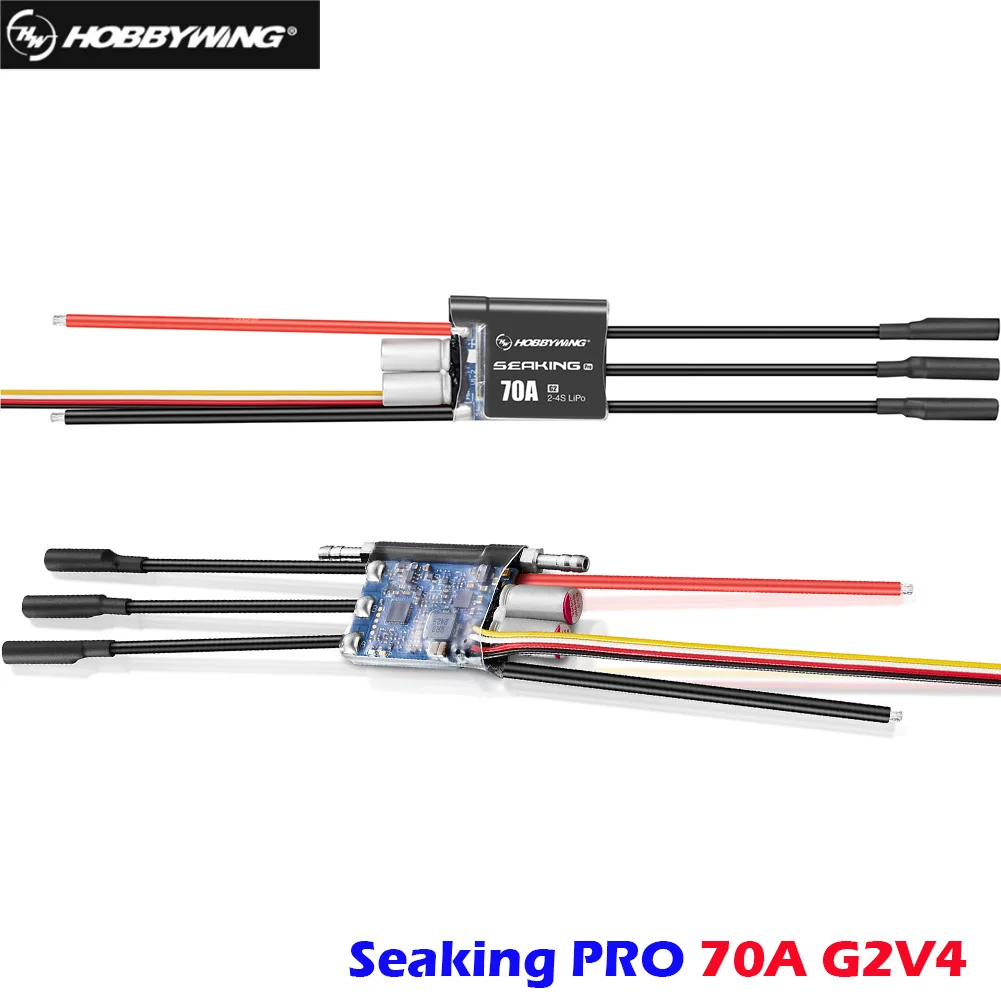 

Hobbywing Seaking PRO 70A G2 Бессенсорный ESC 2-4S LiPo для соревновательных лодок Mini Mono/ECO/Hydro RC