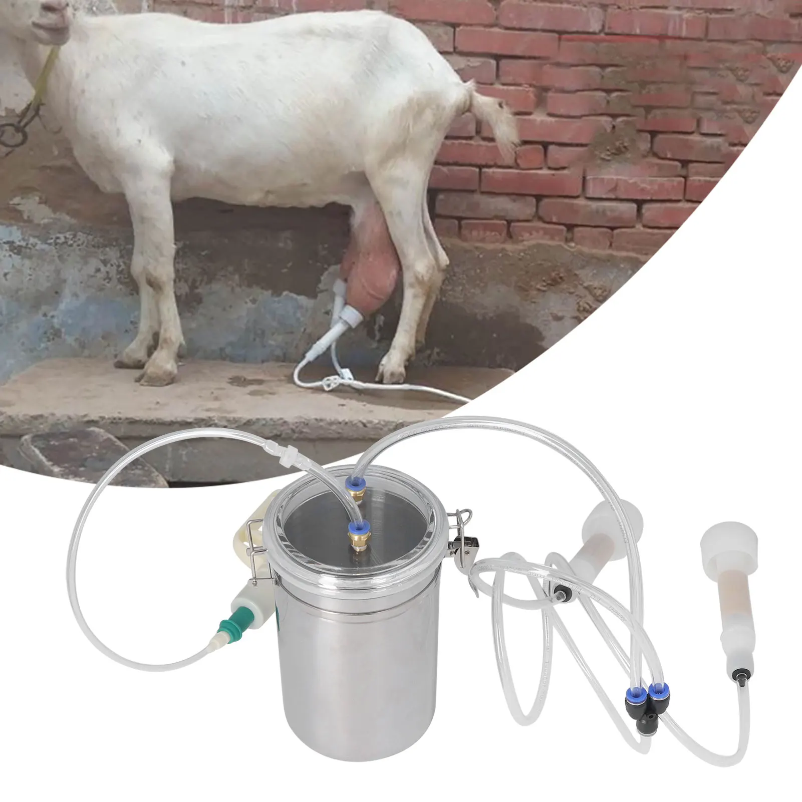 Manual Milking Machine 2000ml Effort Saving Control Stainless Steel Bottle Portable Milking Kit for Milk Plant Farm