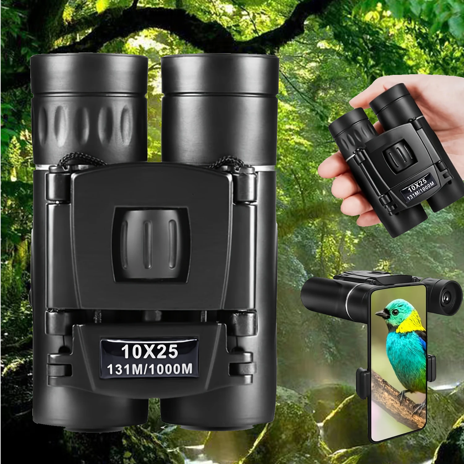 Professional Grade 10X25 Binoculars Ultra Clear Blue Light Coated Manual Focus Multi Layer Coating Outdoor Travel Camping Gear