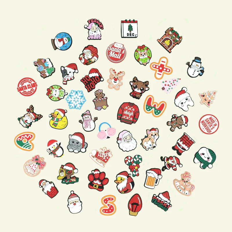 จี้รองเท้าคริสต์มาส 1/50 ชิ้น สไตล์คริสต์มาส รูปสัตว์ มนุษย์หิมะ ลูกกวาด ซานตาคลอส เครื่องประดับรองเท้าแบบติด สำหรับผู้หญิง ผู้ชาย ของขวัญวันหยุด