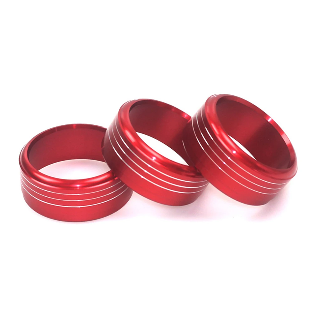 3pcs Red for Subaru Forester 2013-2018 Air Conditioner Knob Decorative Ring XV Impreza Special Modified Decorative Bright Ring