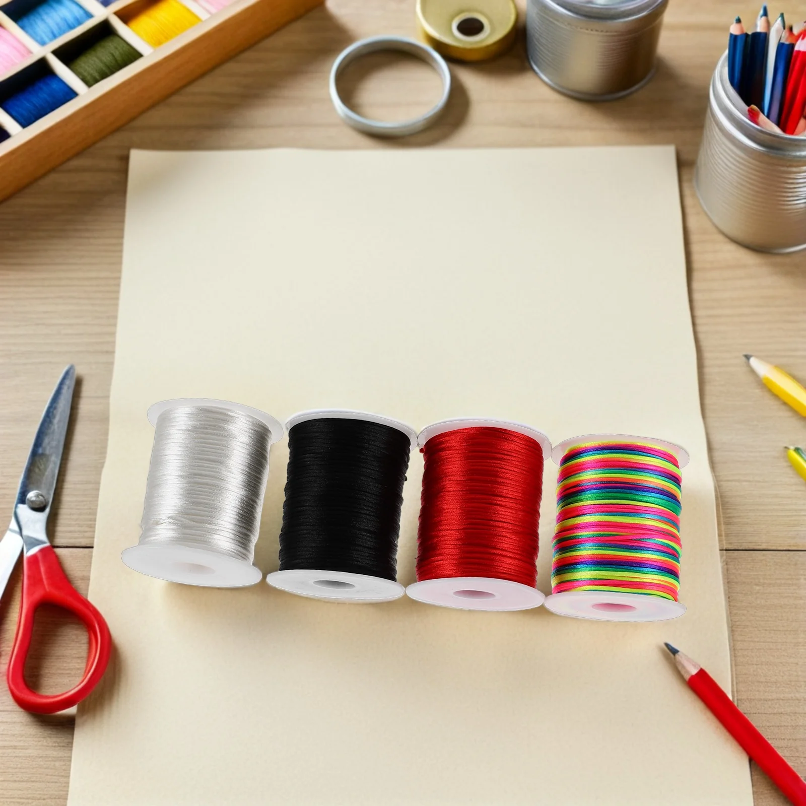 

4 Rolls Braided Thread Cord Waxed Polyester String for DIY Jewelry Making Bracelet Necklace Craft Supplies Beading Decorative