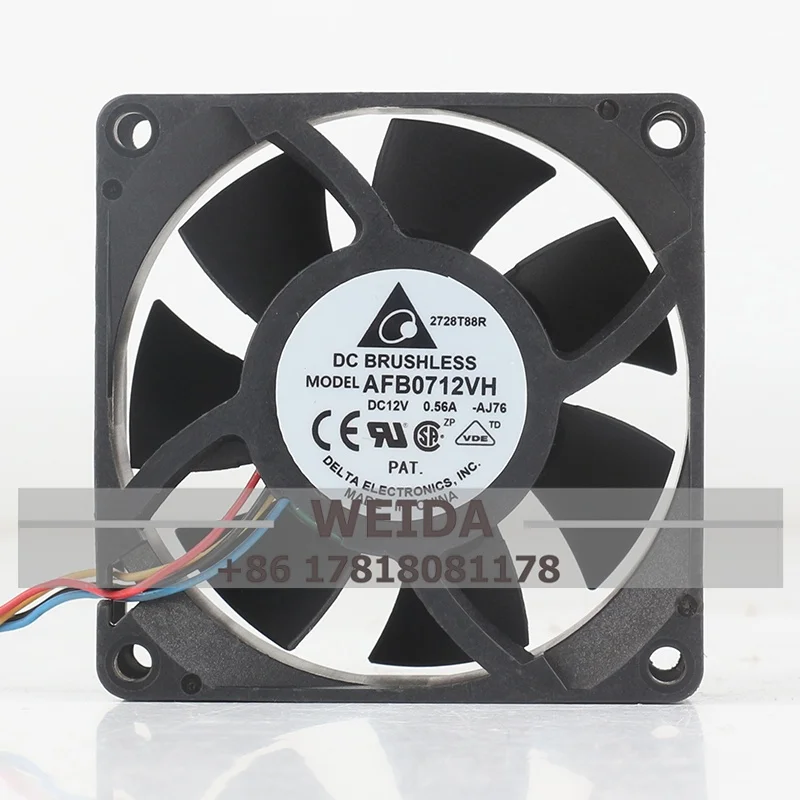 

AFB0712VH Вентилятор шасси Delta 7025 7 см DC12V 0,56A Большой вентилятор с 4 линиями рассеивания тепла - вентилятор на шарикоподшипнике 70 x 70 x 25 мм