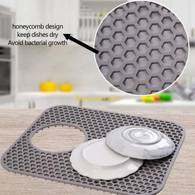 

97QC Silicone Kitchen Sink Protector Mat Folding Heat Resistant Drain Pad Sink Divider Mat Quick Draining Dish Drying Mat