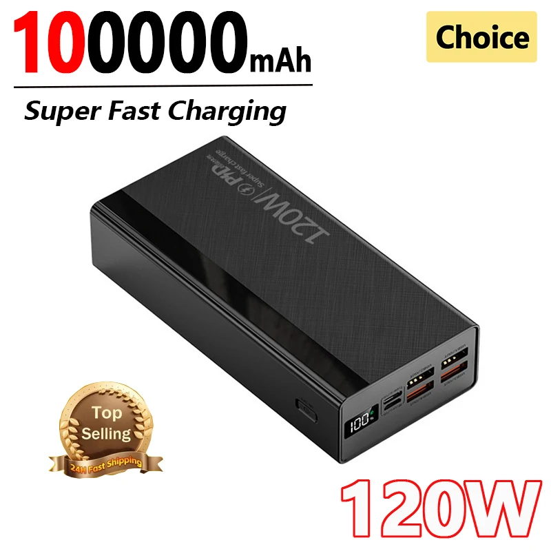 

120W Power Bank Super Fast Charging 100000mah Ultralarge Capacity Spare Battery For iphone Xiaomi HUAWEI Portable Charger