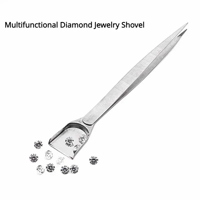 1Pc Shovel Pointed Tip Stainless Steel Tweezers for Jewelry Diamond Bead Gem Picking & Stone Setting, Handmade Craft Tool