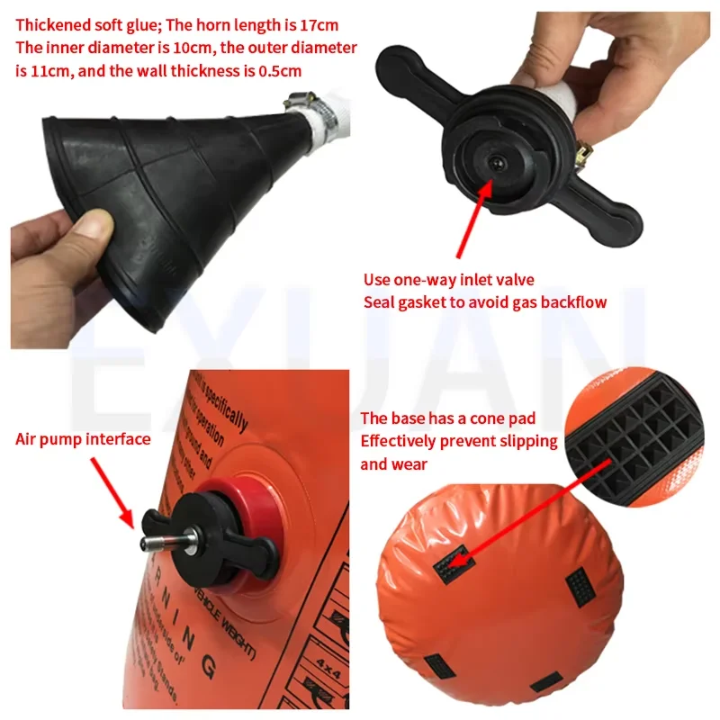4.5T العادم الهواء جاك سيارة SUV سيدان عجلة دعم الرافعات الطوارئ الهروب الهواء نفخ رفع حقيبة السيارات نفخ جاك #6
