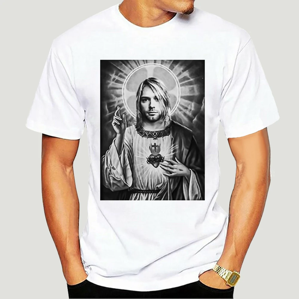 NEW Kurt Cobain Saviour Unisex Saint T-Shirt Men Print Tee Black Short Sleeve Tops Homme Men Streetwear 2926X