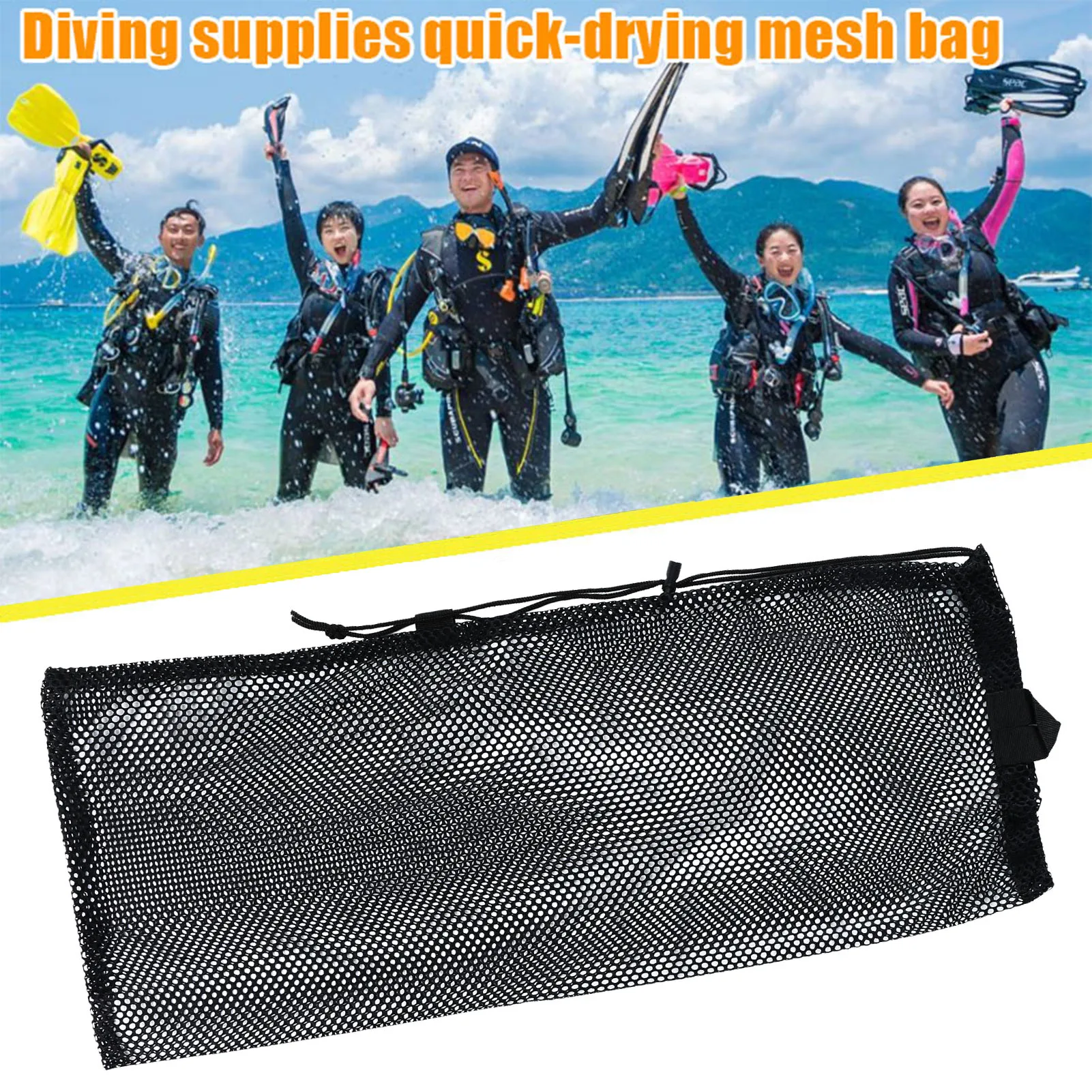Diving Drawstring Mesh Bag Diving Net Bag with Secure Drawstring Closure for Sports Workout Beach Swim
