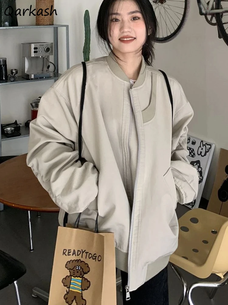 

Jackets Women Baggy Vintage American Style Students Boyfriend Chic Basic Unisex Autumn Leisure Outerwear Street Harajuku Popular