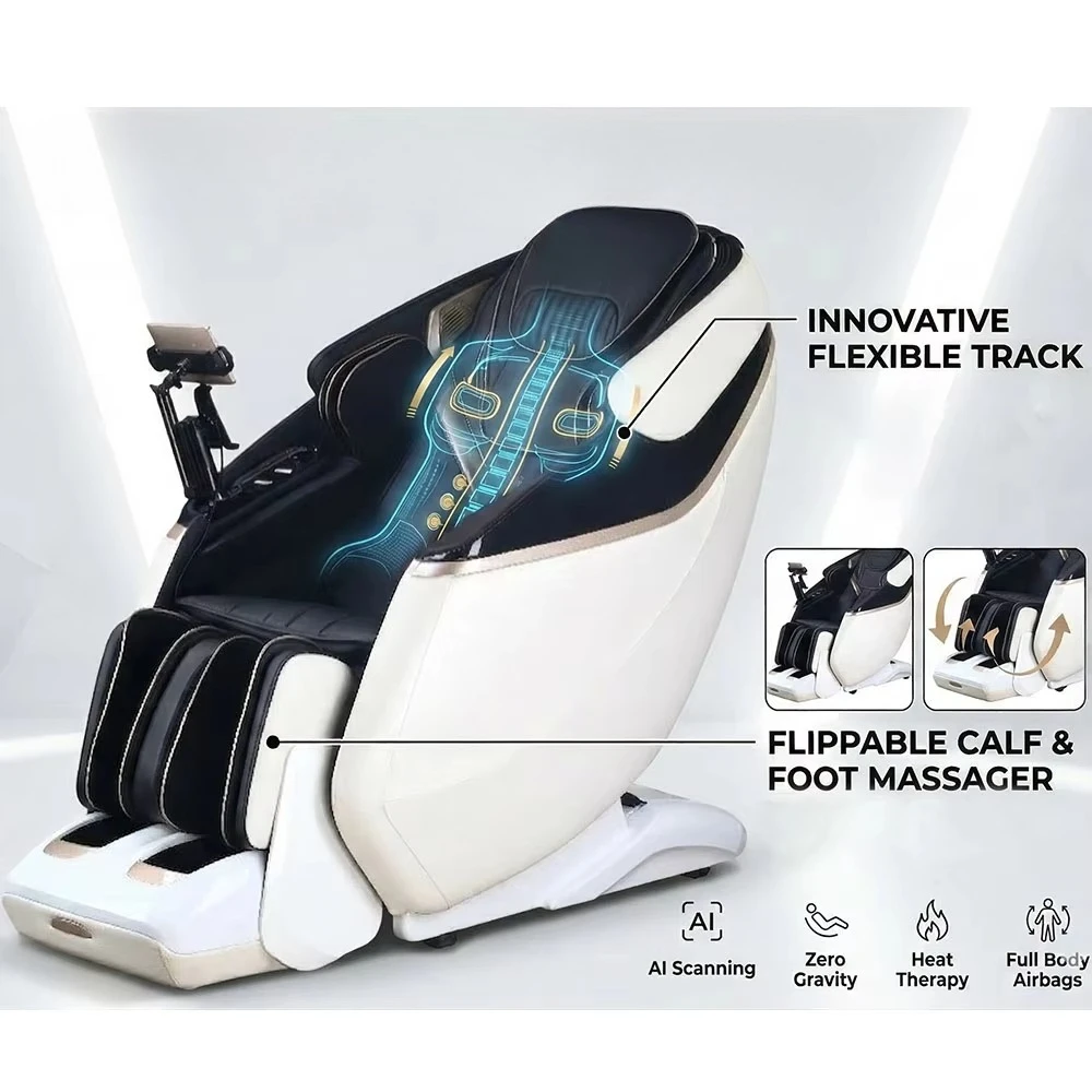 

Airo Shiatsu 4D Massage Chair Zero Gravity Full Body Airbags Heated Foot Rotation Calf Massage SL Track