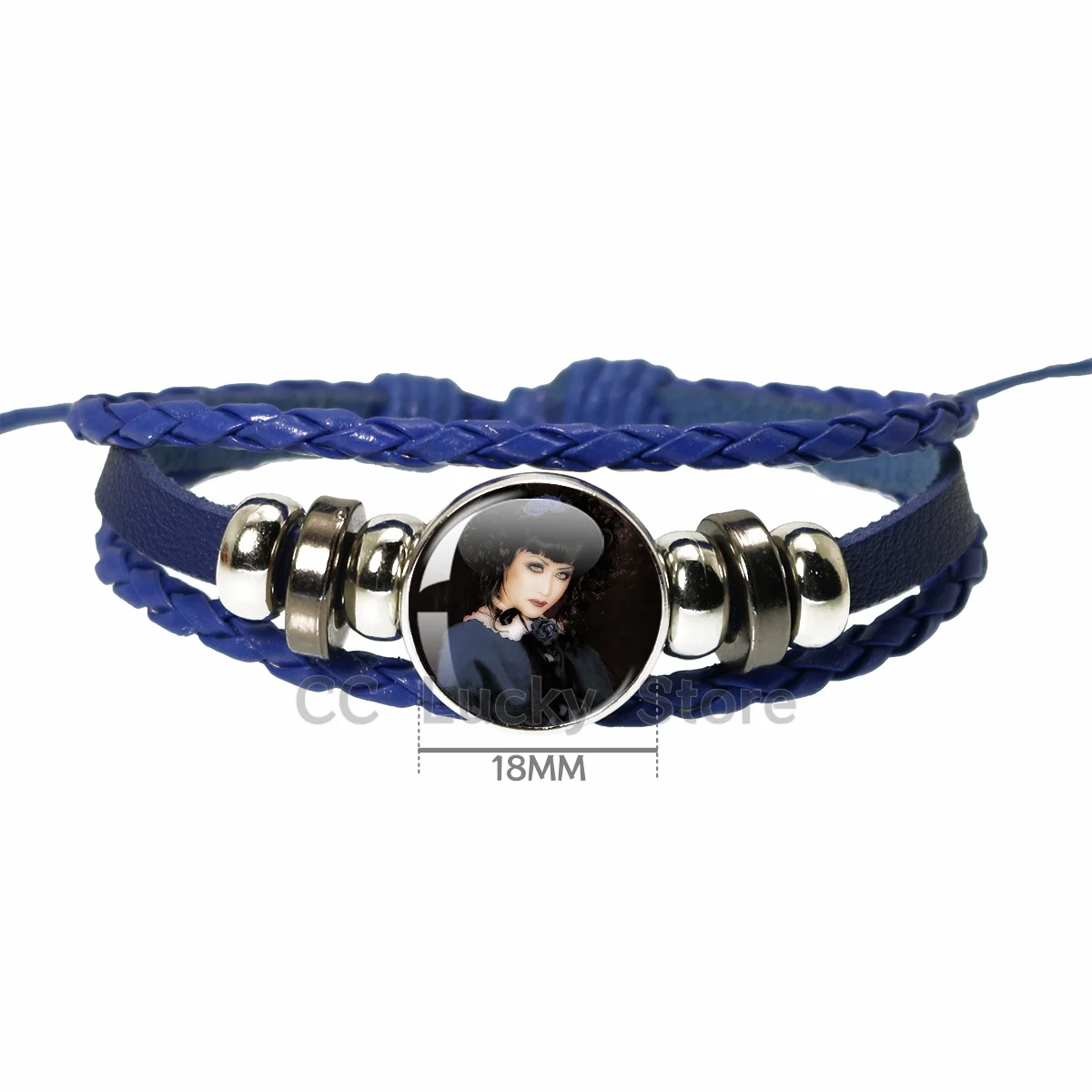 Japan Visual Rock Band Round Glass Cabochon 18MM Leather Rope Bracelet DazzlingBAD  Rank Mana Sama Bracelet Fans Jewelry Gift