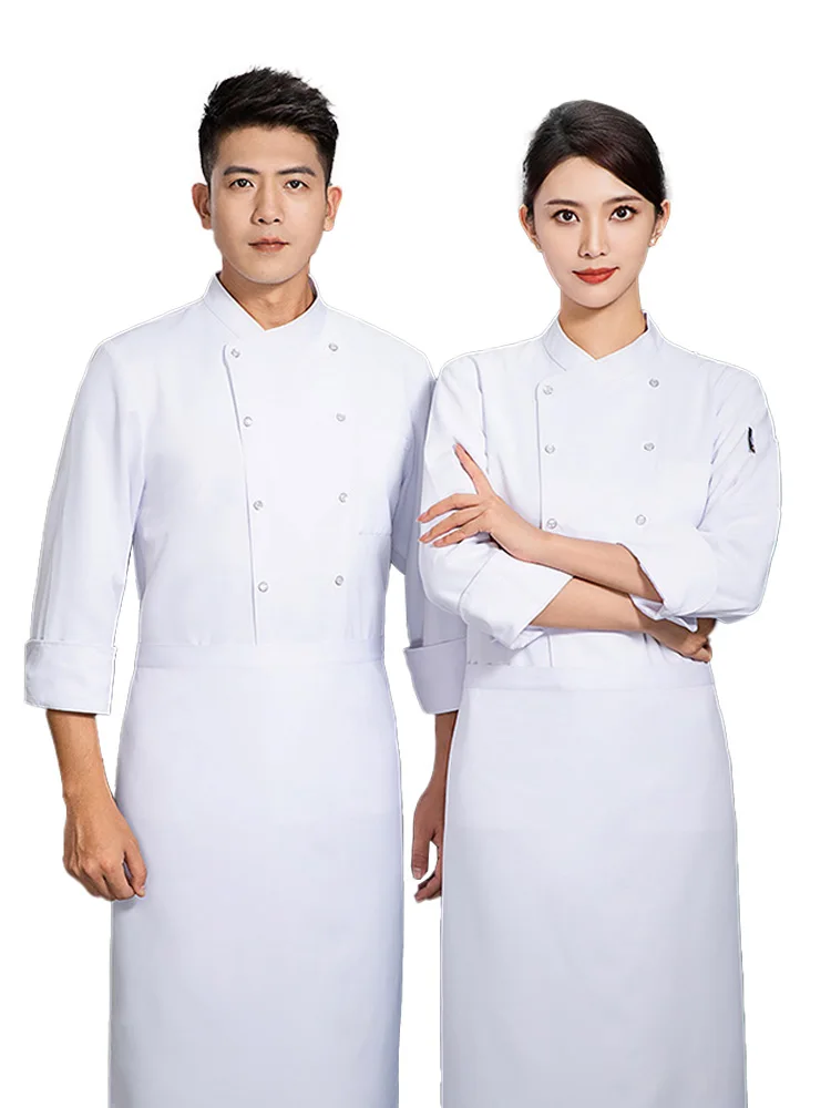 Hotel Cooking Jacket Long Sleeve Double-Breasted Restaurant Chef Coat Canteen Kitchen Uniform Bakery Cafe Waiter Work Clothing