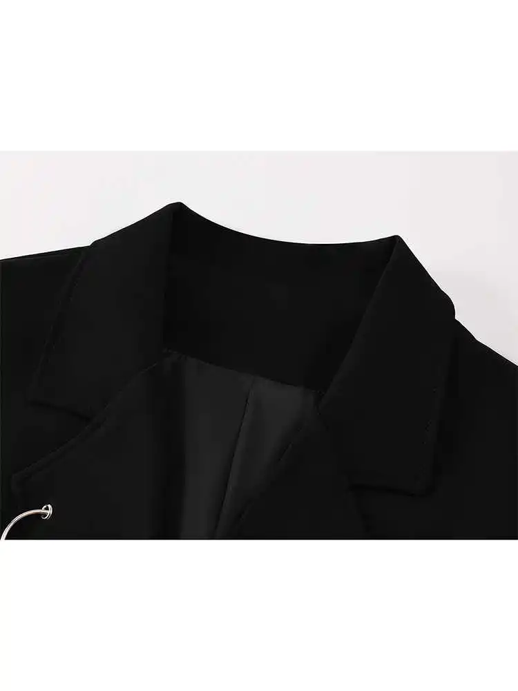 Frauen Schwarz Gothic Emo Herbst Blazer Mantel Mode Vintage Harajuku Langarm Oversize Anzug Jacke Oberbekleidung Top 2000er Jahre Kleidung