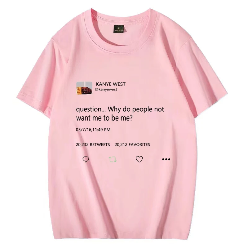 Kanye West T Shirt Question Why Do People Not Want Me To Be Me Men Women Vintage Hip Hop streetwear short sleeve Unisex Tees