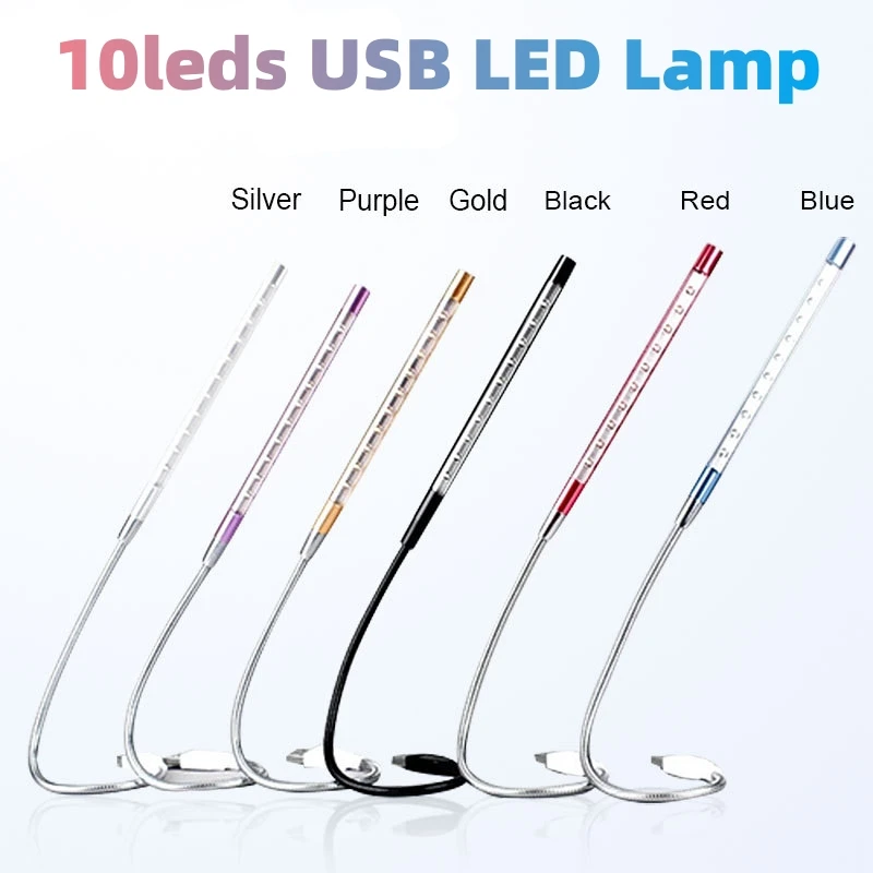 Luce notturna Mini USB LED lampada flessibile LED Book Light lettura Nightlight lampada da tavolo portatile per Power Bank Laptop Notebook PC