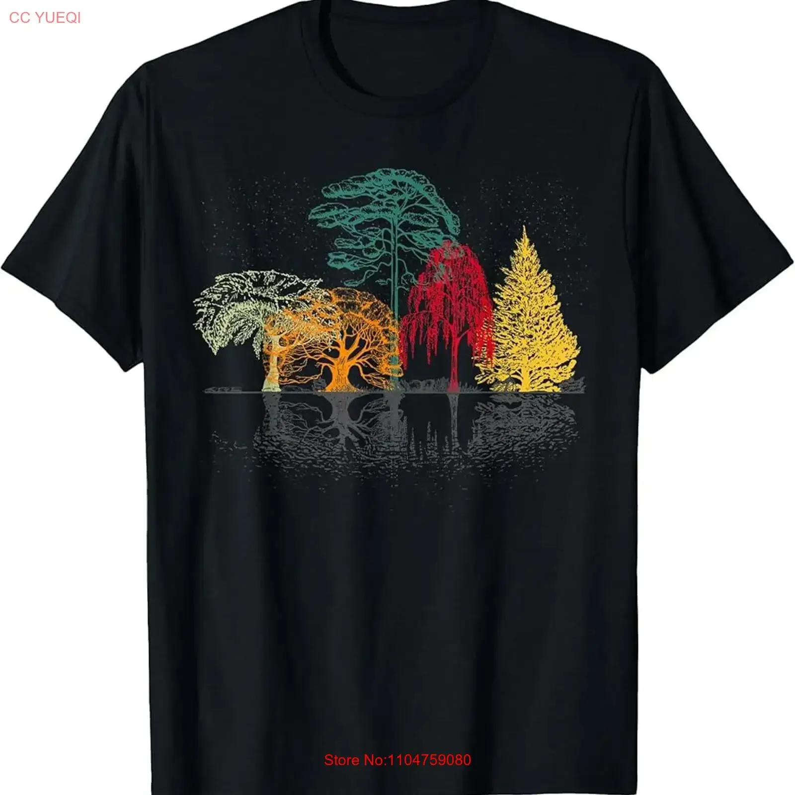 Fall Wildlife Outdoor Trees Reflection Forest Nature T Shirt vintage Washed Breathable designer clothes Comfortable Casual