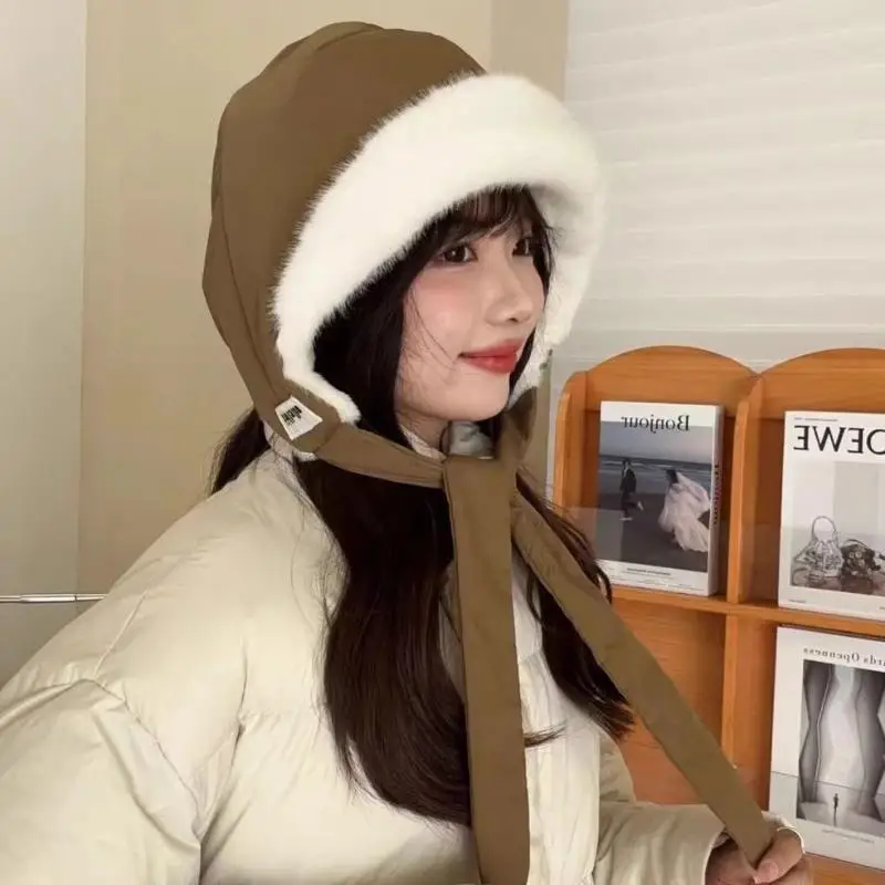الكورية العصرية حزام قبعة تدفئة الأذن غطاء حماية سميكة الصوف مبطن دلو القبعات عادية تنوعا الأذن رفرف قبعة حقيبة كروسبودي
