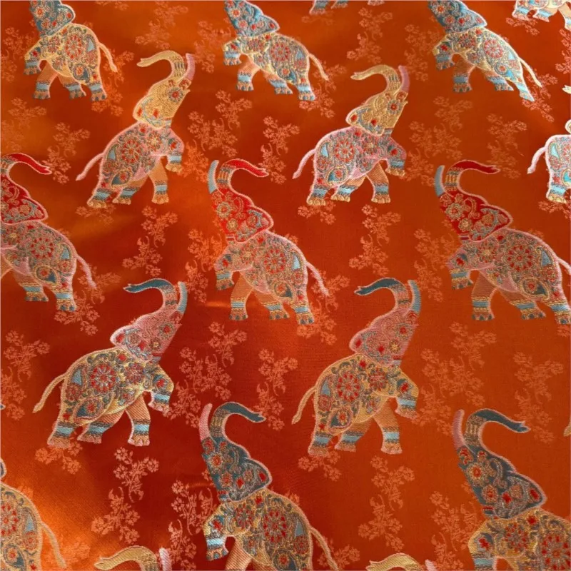 Colorful imitation brocade jacquard fabric for ethnic style Hanfu women's clothing new Chinese