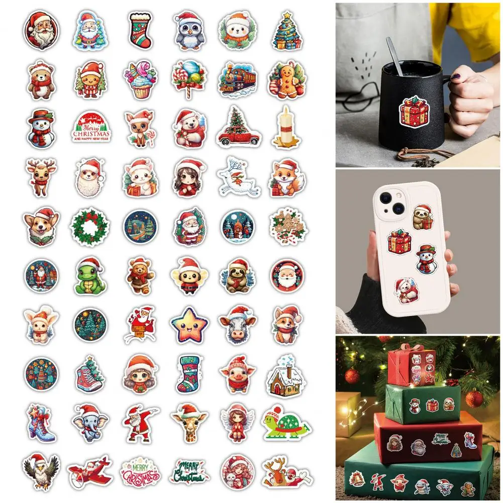 Cartoon Christmas Themed Stickers Pencil Box Graffiti Stickers Waterproof Christmas Sticker Set 100pcs Removable Pvc for Phone