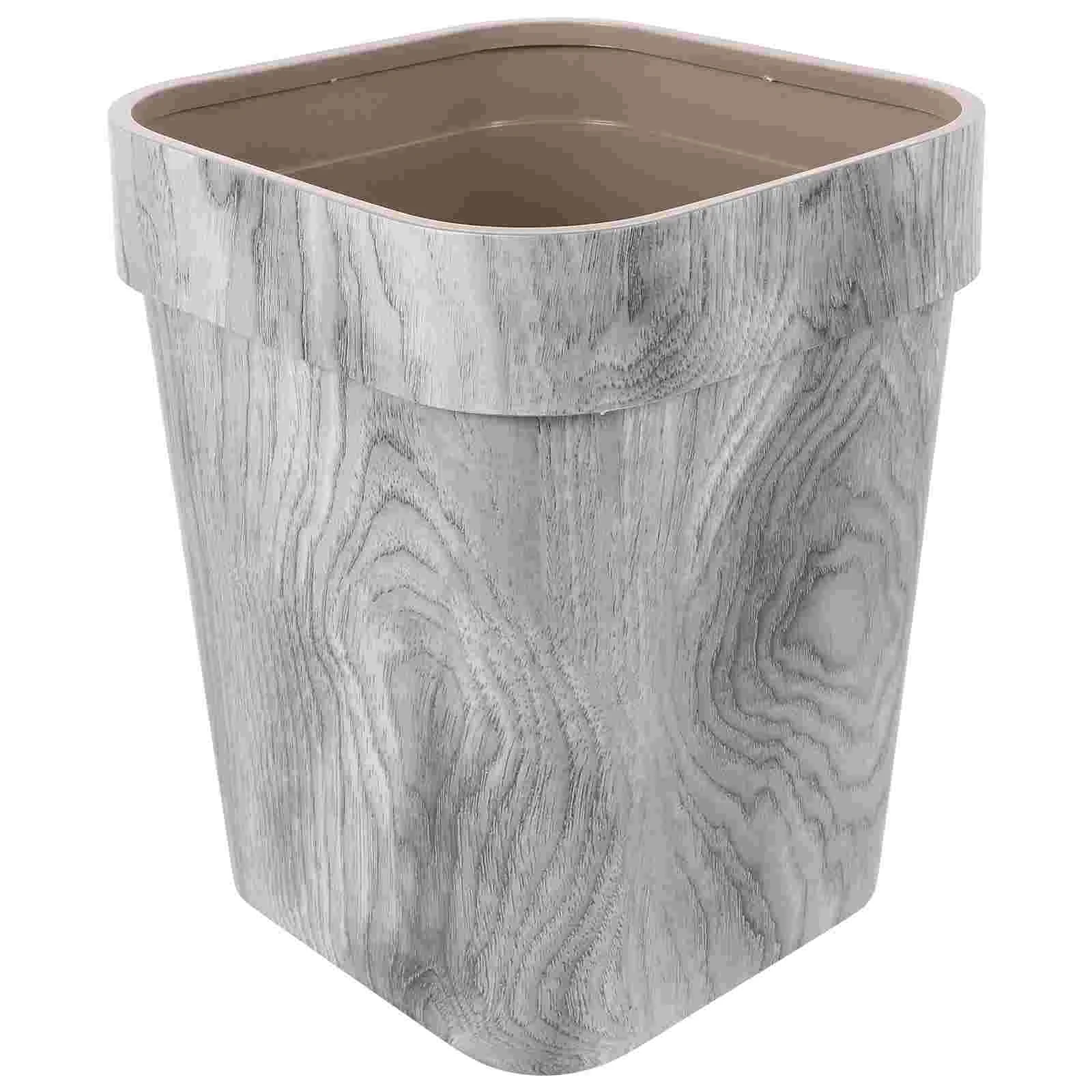 

Office Trash Can Retro Litterbox Garbage with Cover Grey Pp Environmental Protection Material Stainless Container Lid