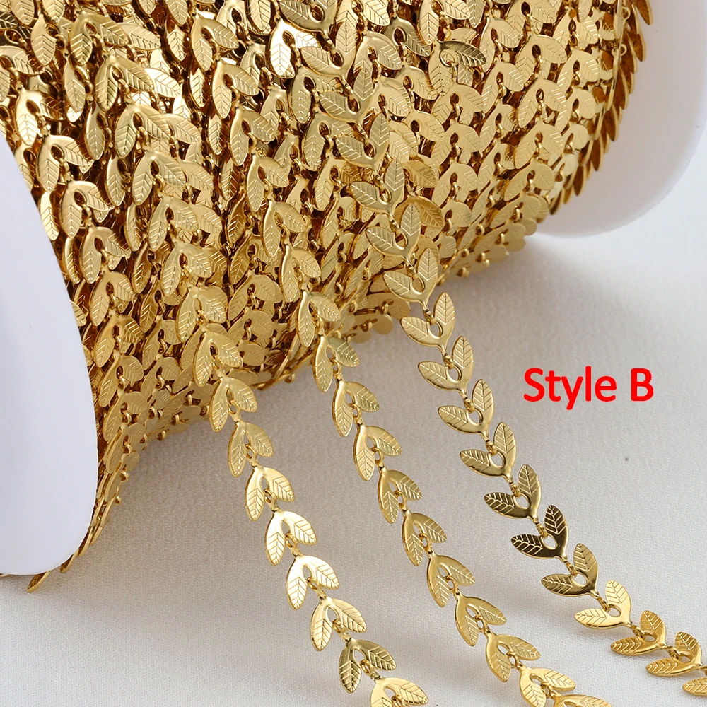 Image 7: Chaînes en acier inoxydable de 2 mètres/1 mètre, ne se décolore pas, couleur or, feuilles d'avion, pour la fabrication de bijoux, fournitures de bracelets et de colliers à faire soi-même