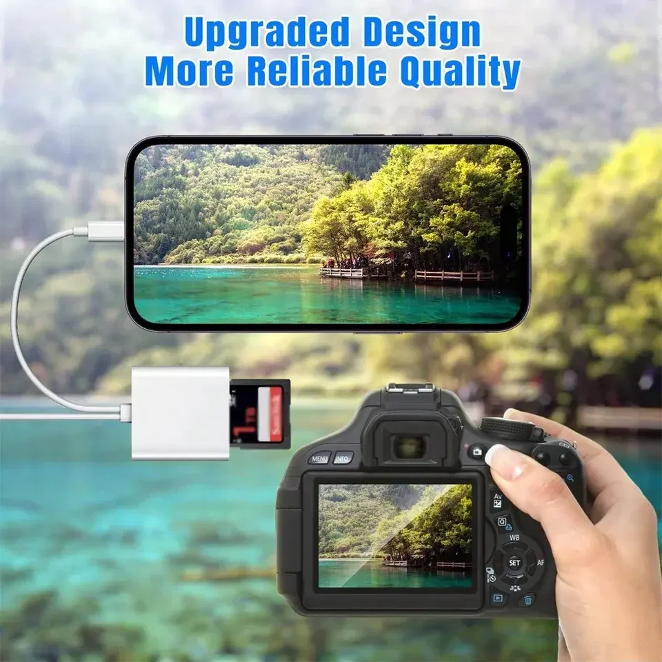 2 In 1 OTG Card Reader Type C Lightning to SD TF Memory Card Adapter For PC Laptop iPhone Multi Smart Cardreader No APP Requires - view 6