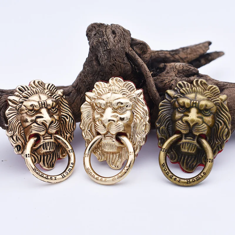 Full Metal Plating Retro Style Lion Mobile Phone Holder Stand  Lion Head Phone Universal Ring Buckle Bracket Finger Ring Holder