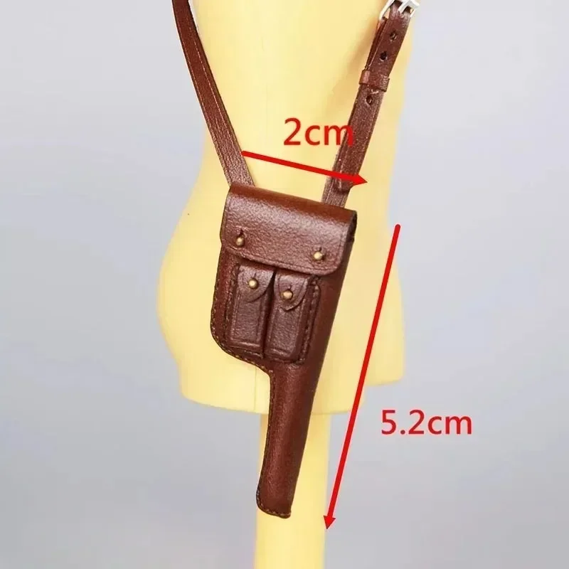 1/6 Scale Brown Pu Leather Brown Collar Multiple Pockets Gun Holster Model Fit 12