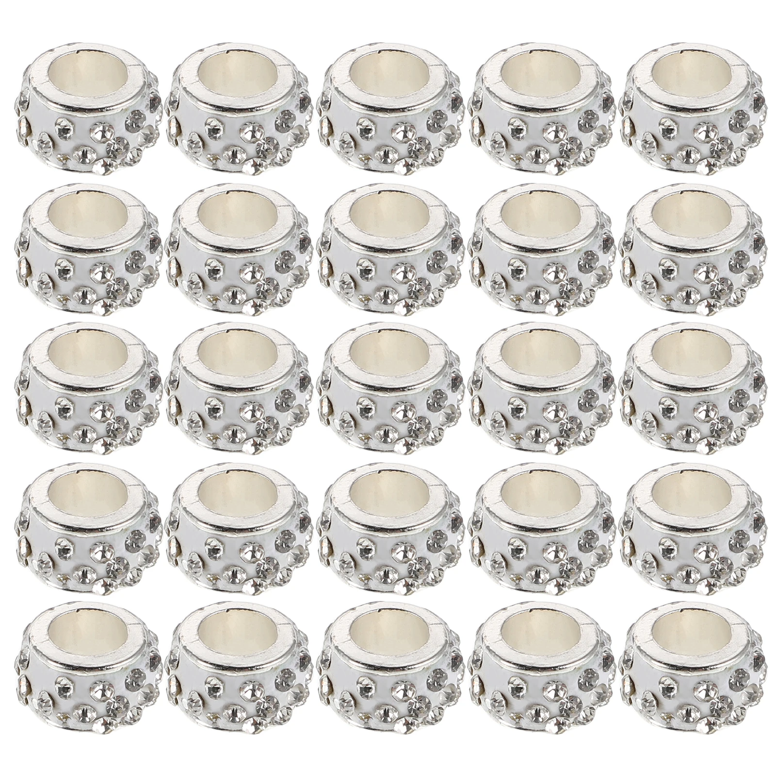 

100pcs Large Hole Rhinestone For Jewelry Making, Diy Craft Spacer Beads Bulk Macrame Round Beads Artistic Texture Pen Charms