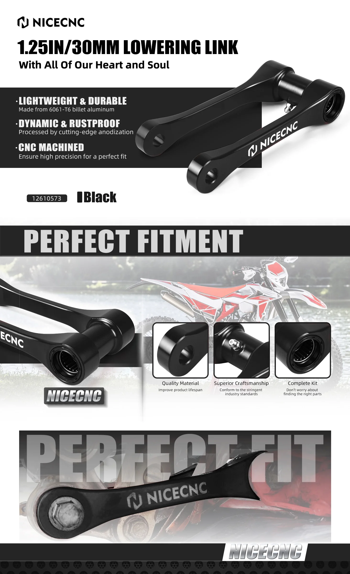 (EU-LAGER) Für Beta RR 300 2013-2026 Xtrainer 300 2015-2026 1,25 Zoll/30 mm Tieferlegungs-Kit RR 125 RR 250 RR 350 RR 390 RR 430 – Detail 1