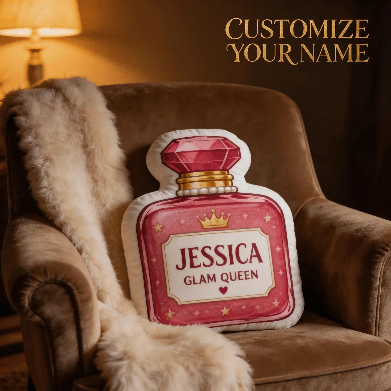 Custom Personalized Photo Shaped Pillow, Perfume Bottle Design Decorative Cushion, 70cm Large Size Accent Pillow for Sofa & Bedr
