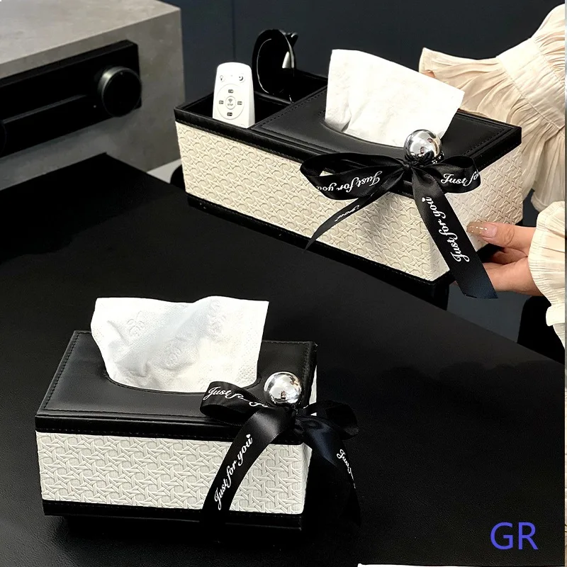 Premium Tissue Box Cover for Living Room, Multifunctional Remote Control Storage Napkin Holder view 4