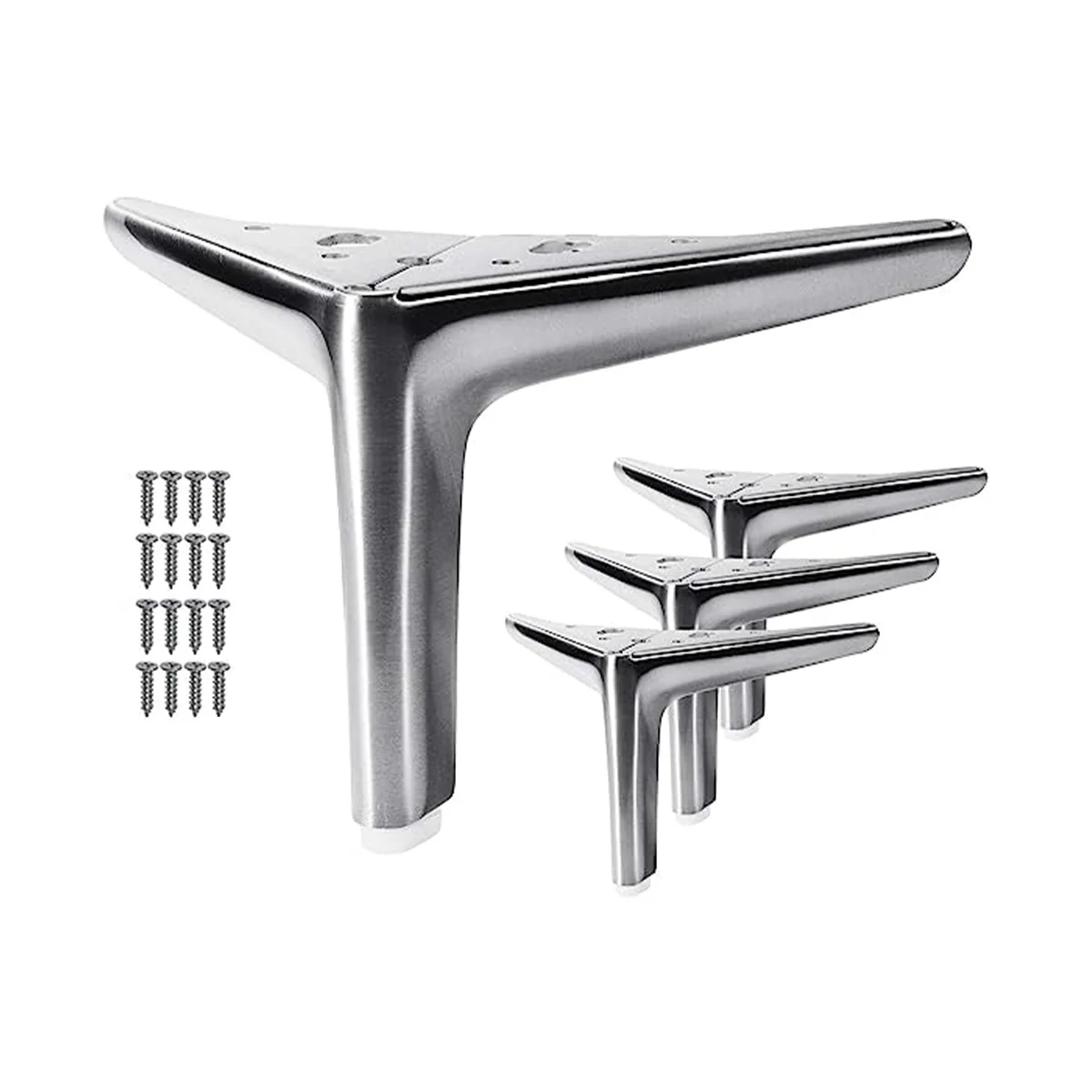 Cabinet Metal Feet Modern Furniture Feet for Cabinet Sofa Table Chair Bed Dresser Wardrobe Riser Replacement(Silver)