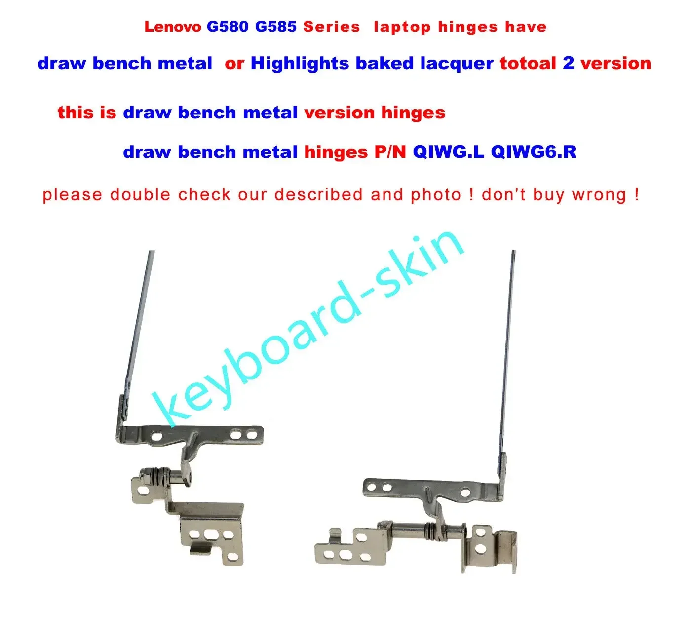 NEW for IBM Lenovo G580 G580A G585 Series laptop Hinges Left+Right QIWG6.L QIWG6.R--draw bench metal