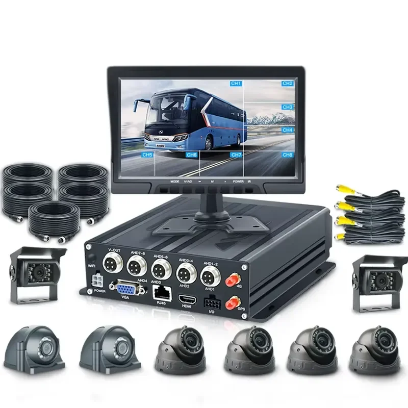 MDVR Mobile DVR Camera Set High Quality 8 Channel 1080P with 8 Camera 360 Degree Universal 8 SD 4G MDVR Solution