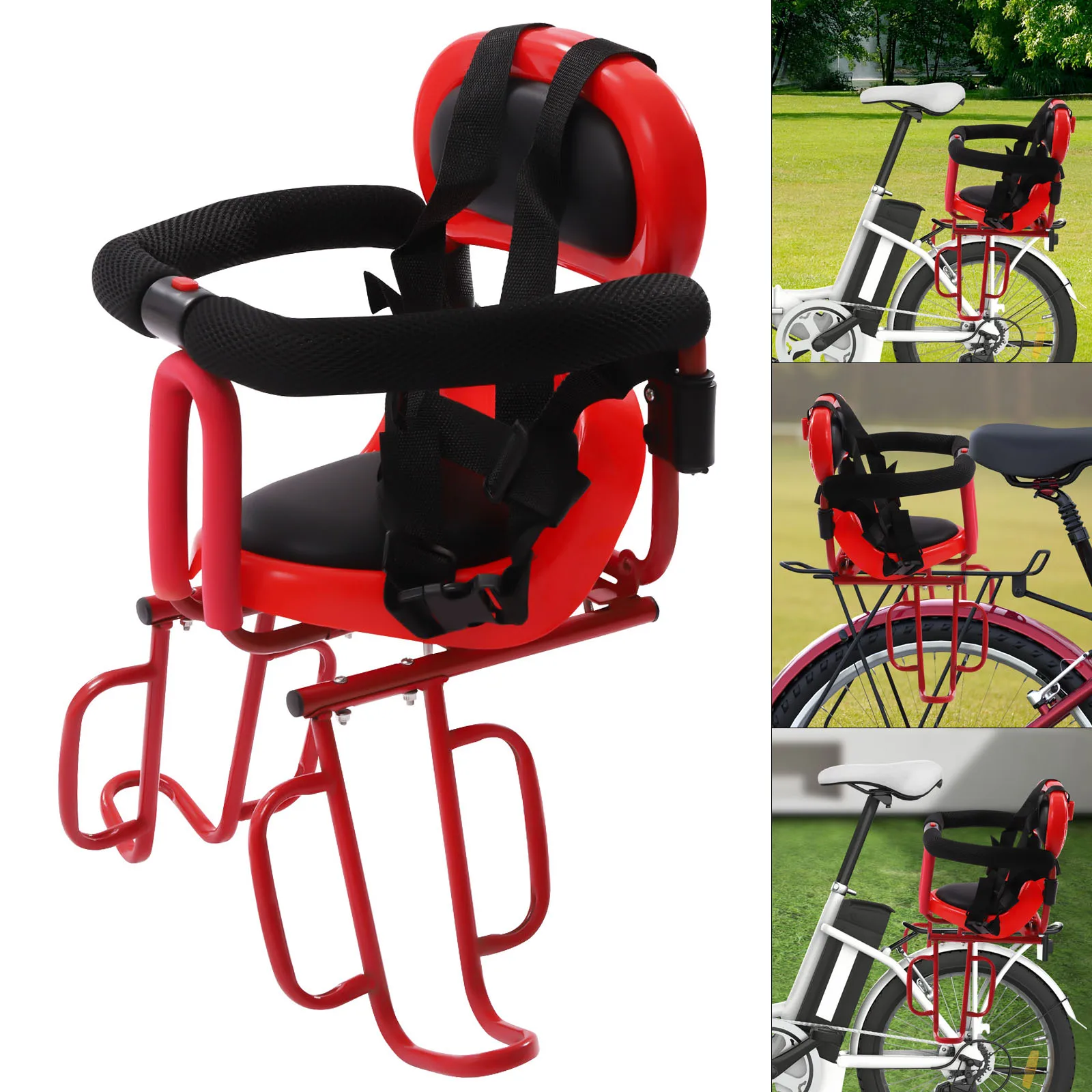 Rear Kid's Bike Seat, All-around Safety Protection, Back Mount Child Seat Attachment