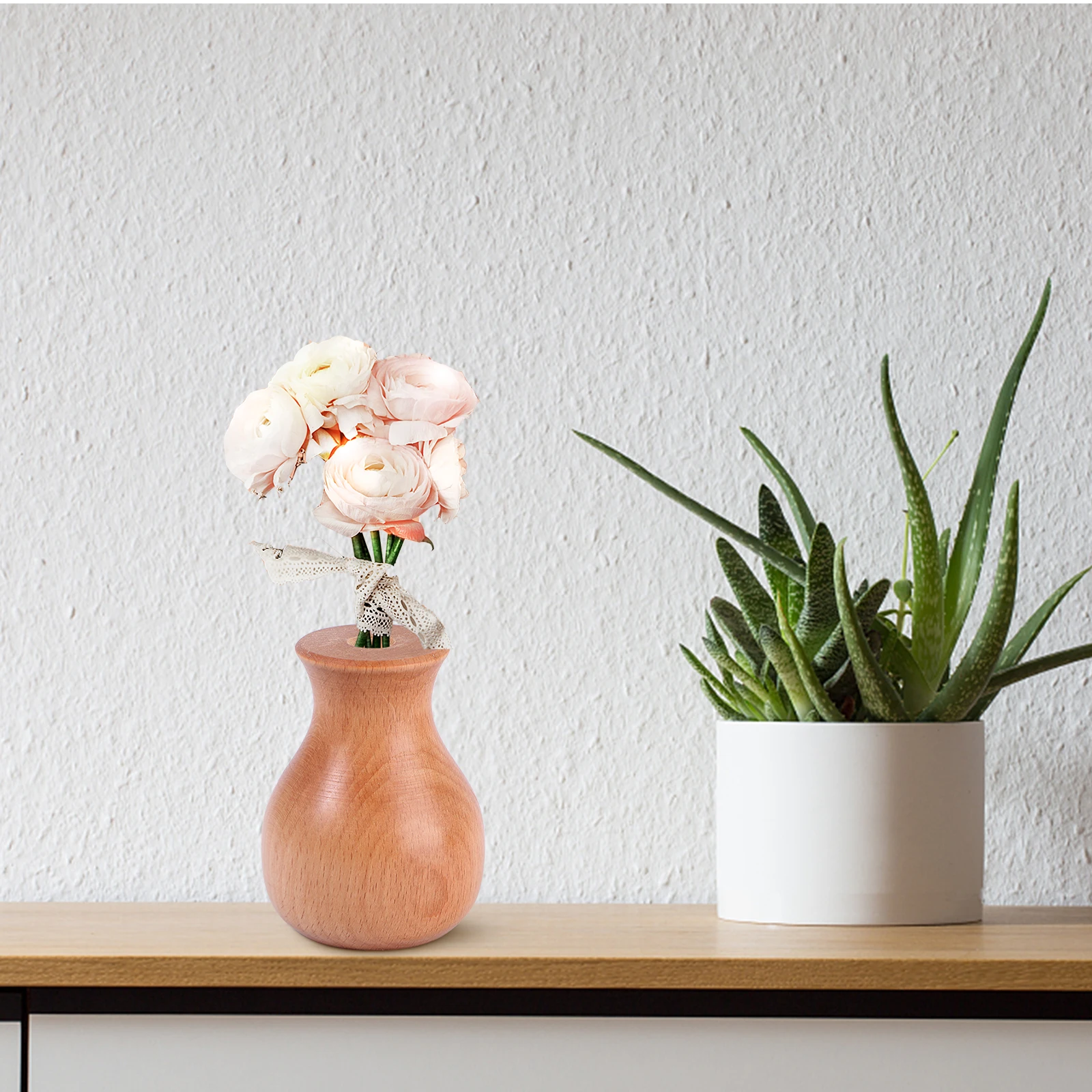 

Solid Wood Flower Vase Decorative Ornaments Wedding Party Home Centerpiece Desktop Furnishing Accessory Craft Bottle Gift For
